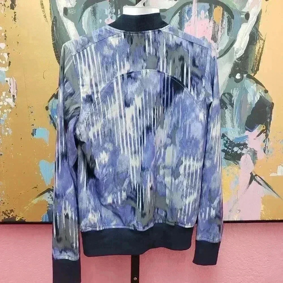 Athleta Blue Abstract Lined Bomber Jacket Size XS - Picture 5 of 5